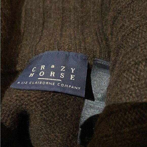 Crazy Horse Vintage All Wool Stripe Fair Isle Full Zip Sweater M - Picture 4 of 6